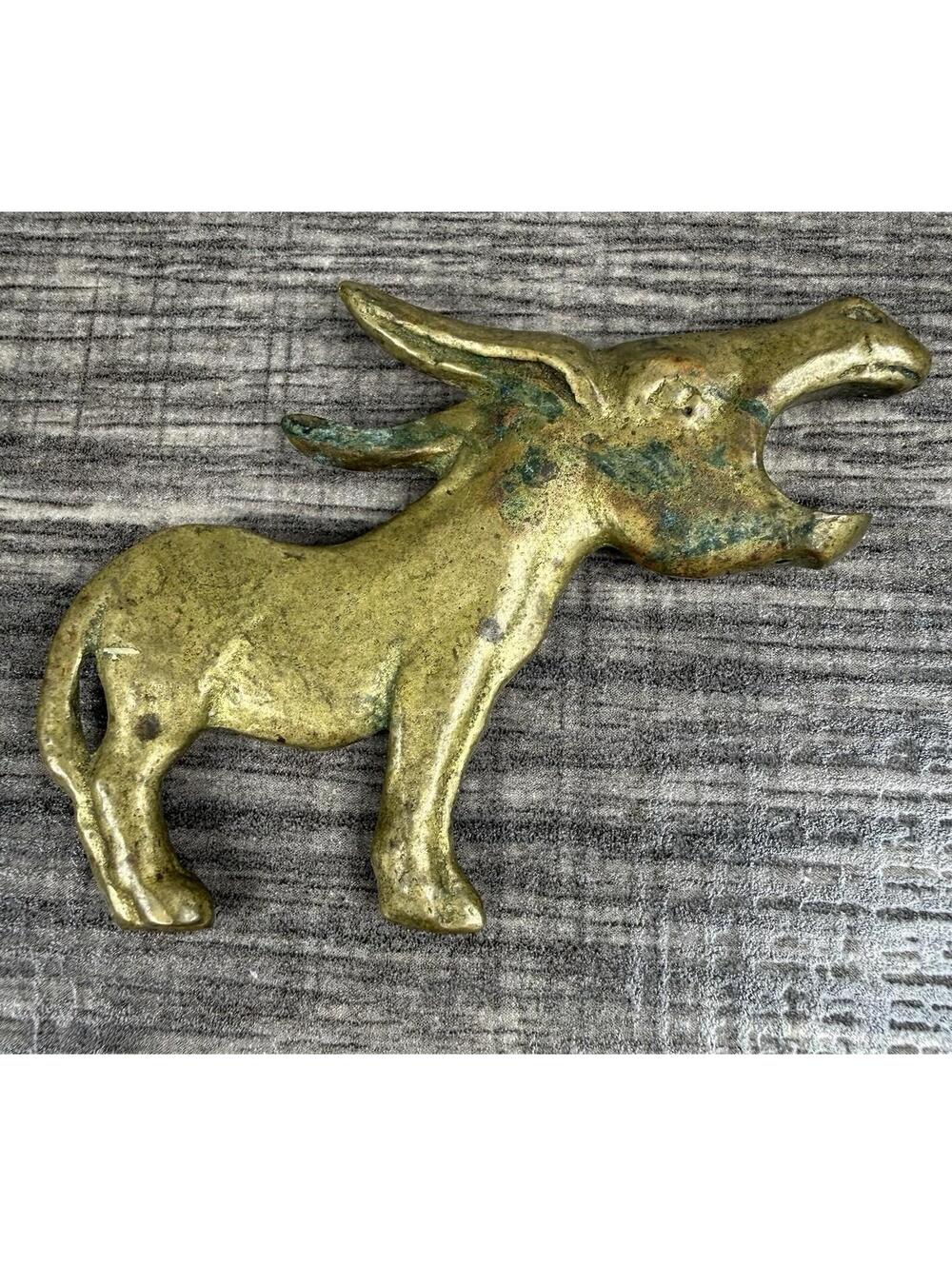 Vintage Brass Donkey Mule Bottle Opener Small Figural Barware Decor